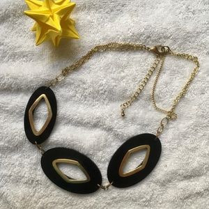 Three Black and Gold Pendant Chain Necklace